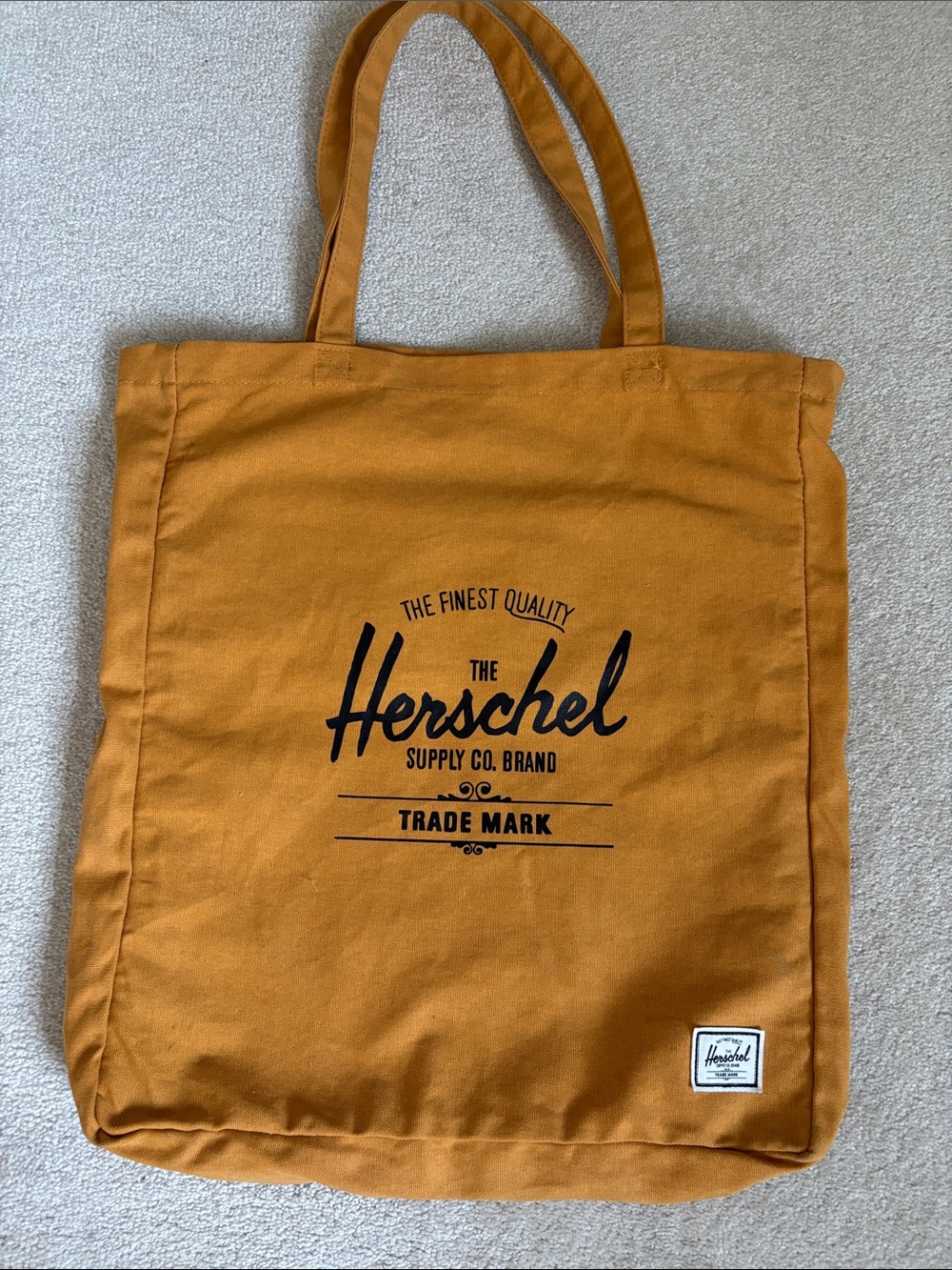 Herschel supply company tote bag mustard yellow with inside pocket